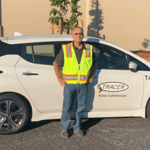 Maintenance Manager Scott Perriera poses in front of an electric vehicle in Tracy, California. We're excited to announce that we have integrated electric vehicles and hybrid vehicles our fleets as we look for ways to go green!