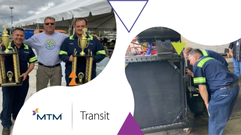 Claudio Gonzales and David Thompson, maintenance technicians from our Austin South base operation in Texas, recently clinched first place at a regional paratransit maintenance rodeo.