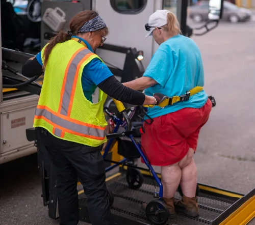 Passenger on van lift