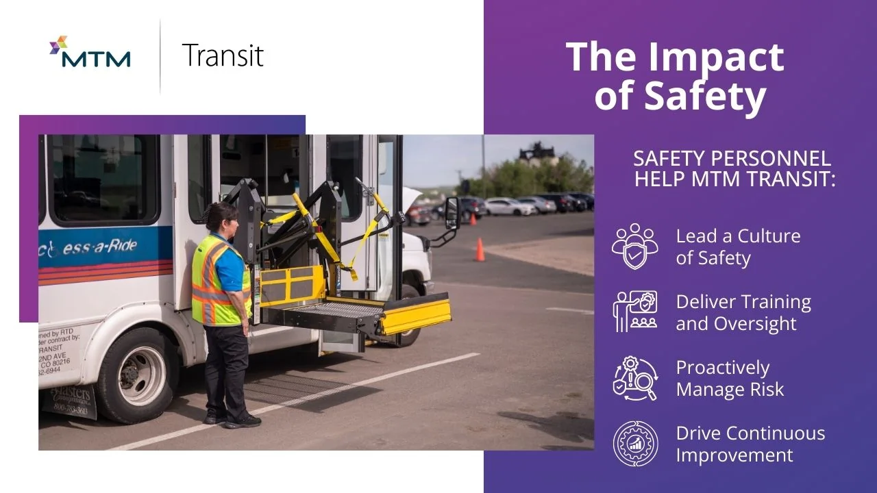 Discover how MTM Transit’s Safety team leads training, compliance, and risk management to ensure every ride is safe, reliable, and personal.