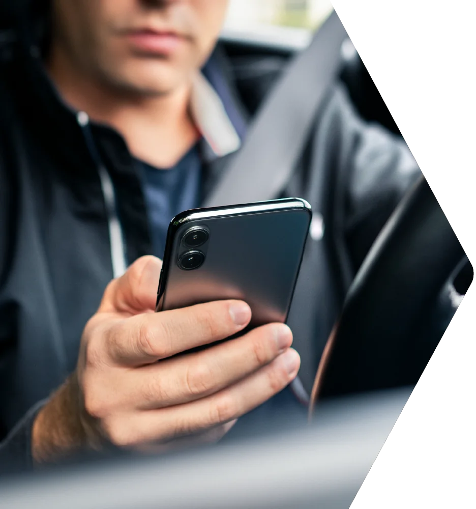 Driver using phone app