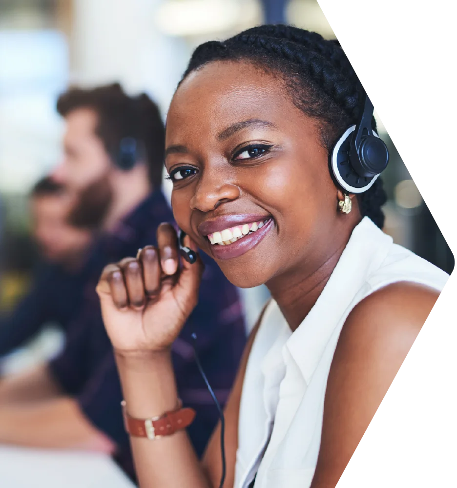 Smiling customer service representative